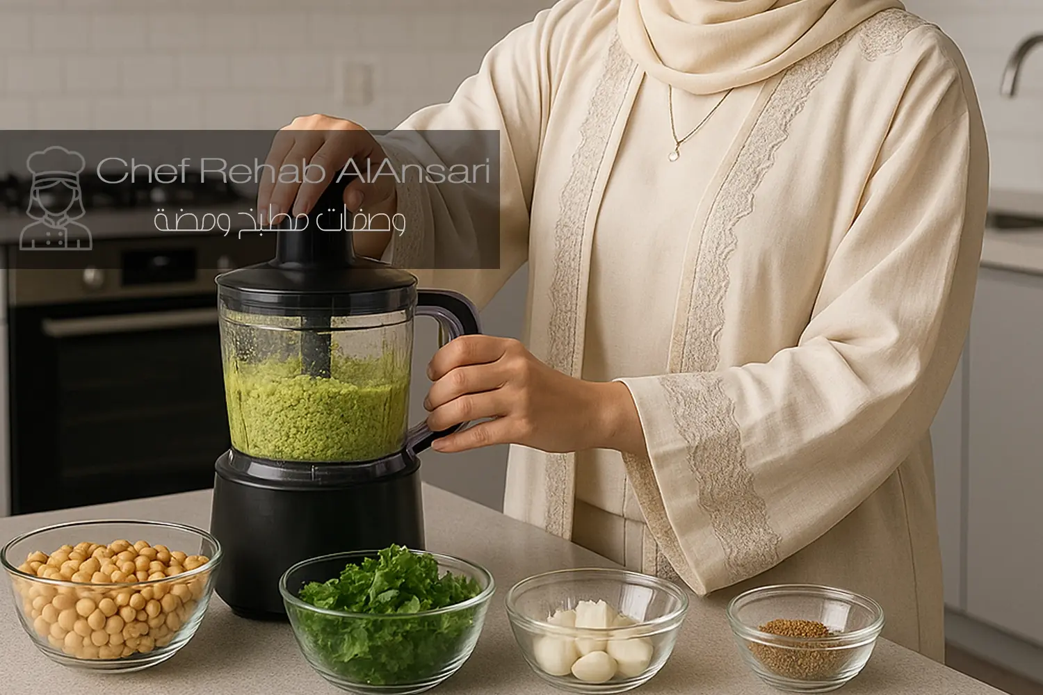 خلط مكونات وصفة الفلافل المقلية (1)